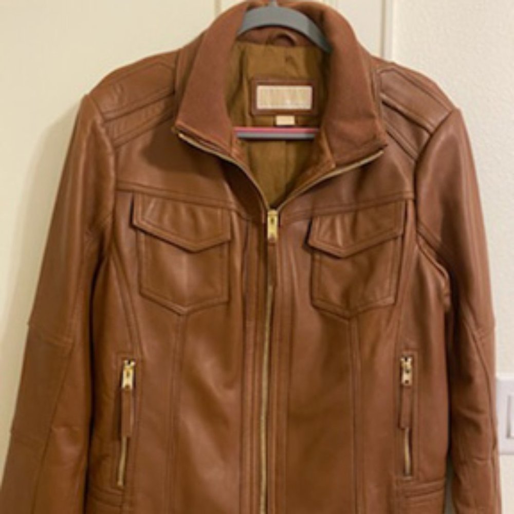 Michael Kors Brown Leather jacket XL